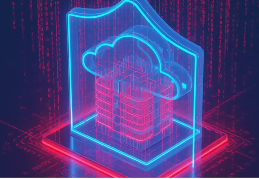 Una rete di server aziendali protetta da sistemi di crittografia avanzata contro gli attacchi da ransomware aziendali.