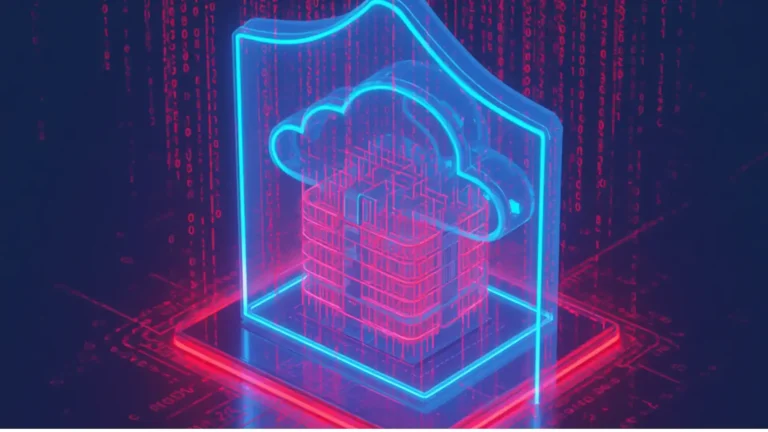 Una rete di server aziendali protetta da sistemi di crittografia avanzata contro gli attacchi da ransomware aziendali.