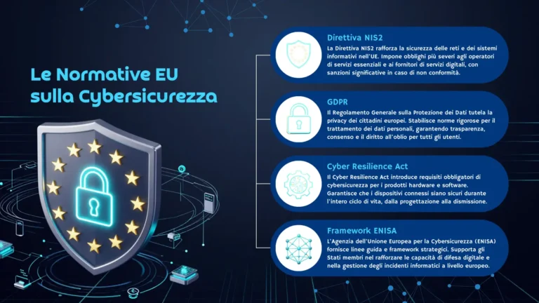 Illustrazione concettuale del Cyber Resilience Act con un lucchetto digitale europeo e codice software sicuro