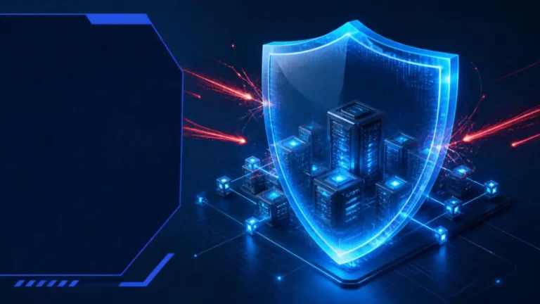 Un analista IT controlla la sicurezza delle reti aziendali da una consolle di comando.